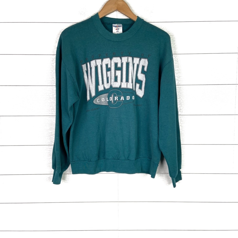 Vintage Wiggins Colorado Sweatshirt Crewneck Green Large